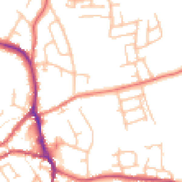 Daytime road noise heatmap for ST10 1BN