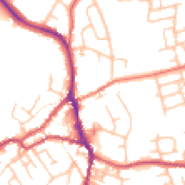 Daytime road noise heatmap for ST10 1BQ