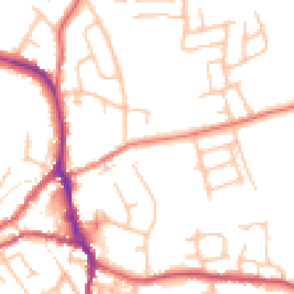 Daytime road noise heatmap for ST10 1BW