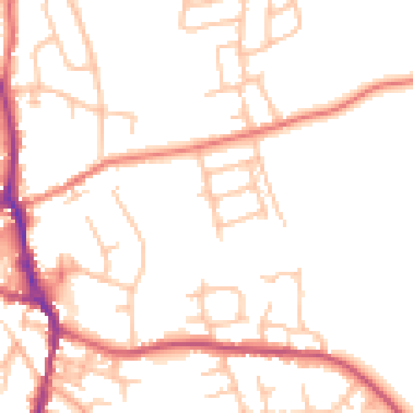 Daytime road noise heatmap for ST10 1DD