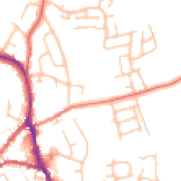Daytime road noise heatmap for ST10 1DE