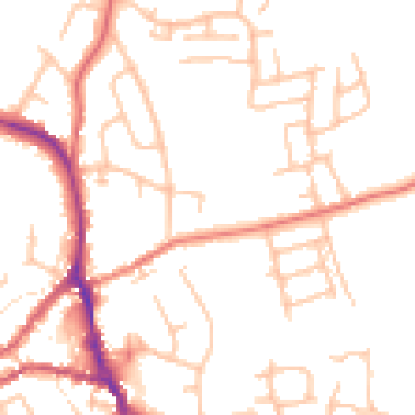 Daytime road noise heatmap for ST10 1DF