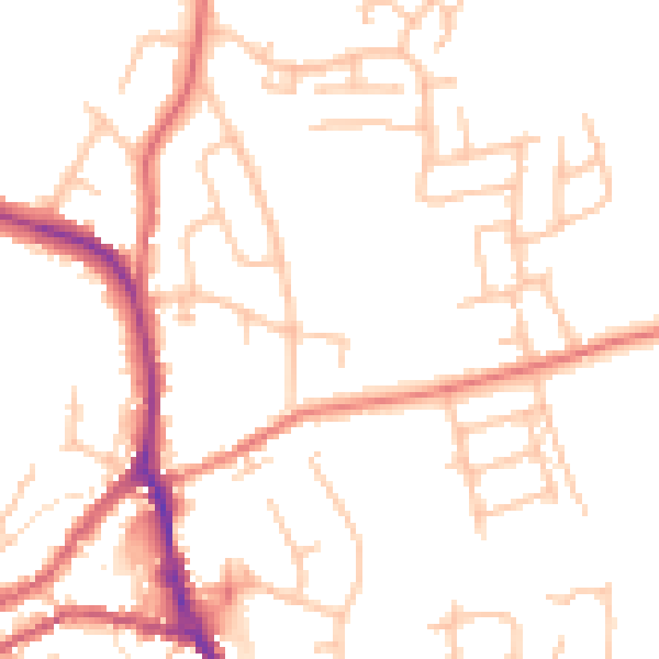 Daytime road noise heatmap for ST10 1DG