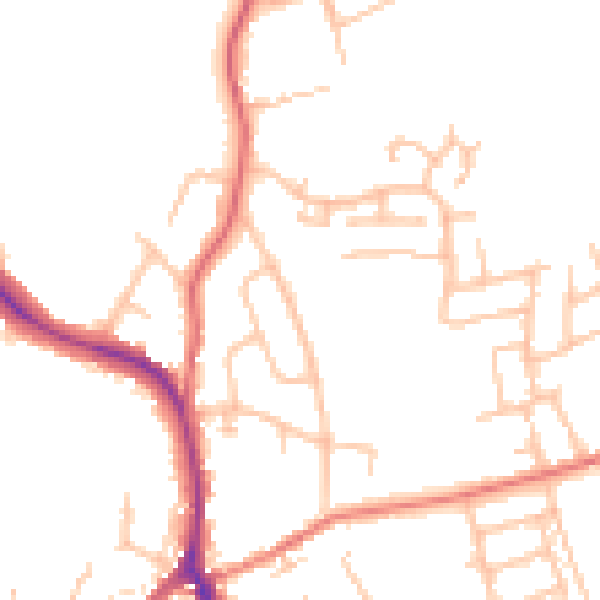 Daytime road noise heatmap for ST10 1DJ