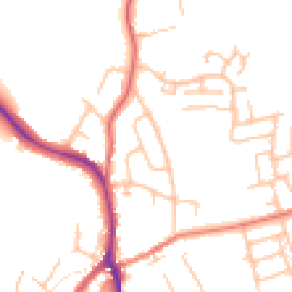 Daytime road noise heatmap for ST10 1DN