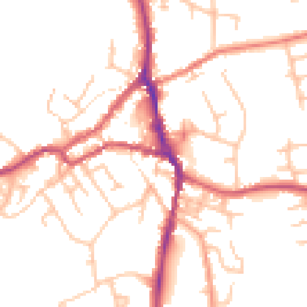 Daytime road noise heatmap for ST10 1DY