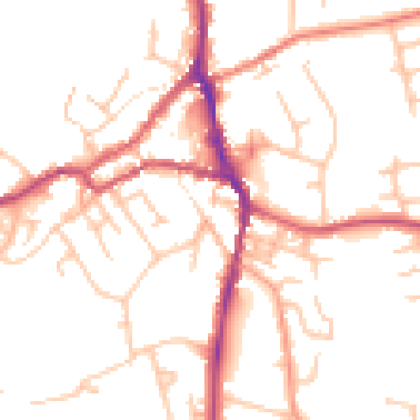 Daytime road noise heatmap for ST10 1EB