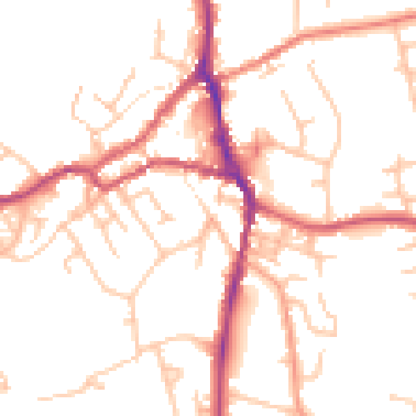 Daytime road noise heatmap for ST10 1EE