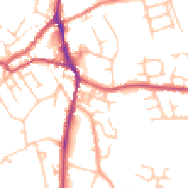 Daytime road noise heatmap for ST10 1HH