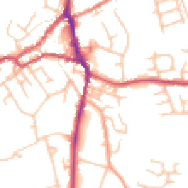 Daytime road noise heatmap for ST10 1HN