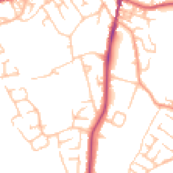 Daytime road noise heatmap for ST10 1LL