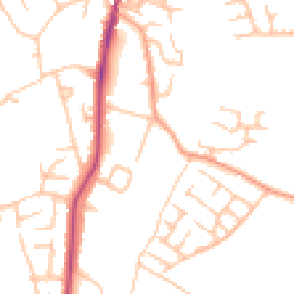 Daytime road noise heatmap for ST10 1NA