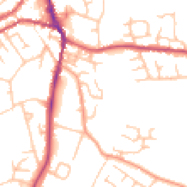 Daytime road noise heatmap for ST10 1PP