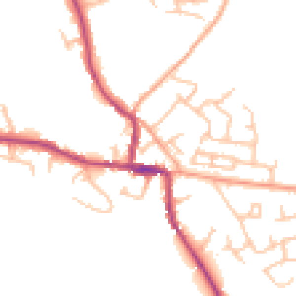 Daytime road noise heatmap for ST10 4FB