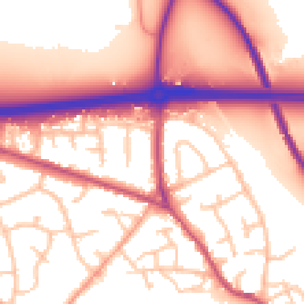 Daytime road noise heatmap for ST14 7BA