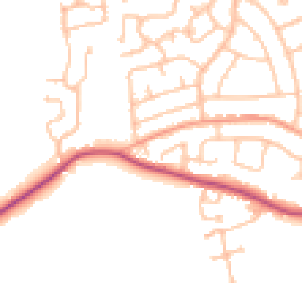 Daytime road noise heatmap for ST14 7QF