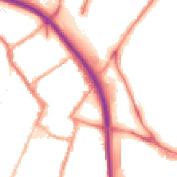 Night-time road noise heatmap for ST4 1HG