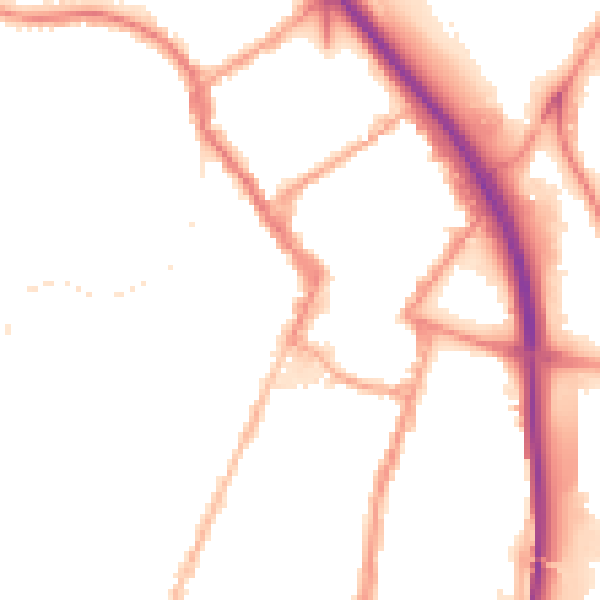 Night-time road noise heatmap for ST4 1NH