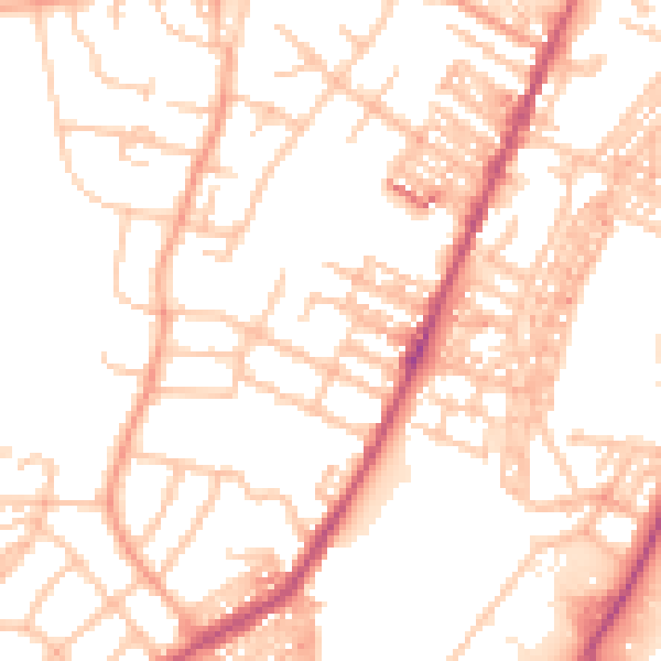 Daytime road noise heatmap for ST4 5EZ