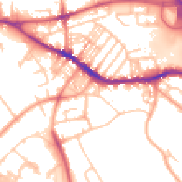 Daytime road noise heatmap for ST4 6BN