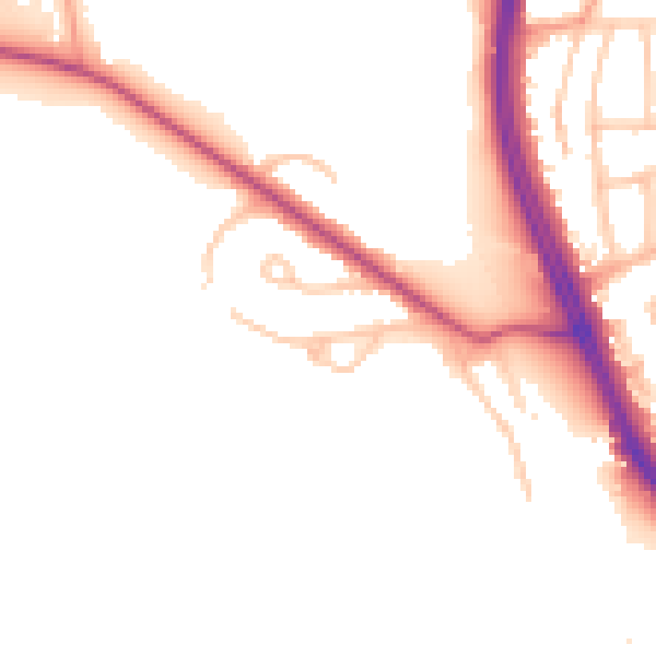 Daytime road noise heatmap for ST4 8AJ