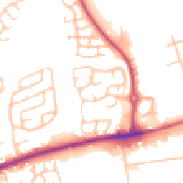 Daytime road noise heatmap for ST4 8FQ