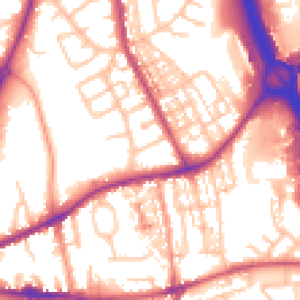 Daytime road noise heatmap for ST5 0PQ