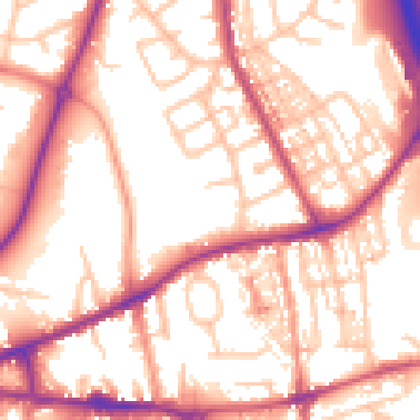 Daytime road noise heatmap for ST5 0TQ