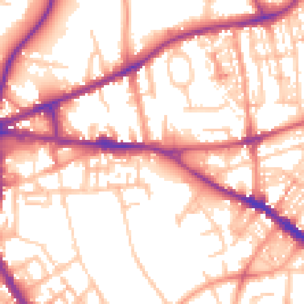 Daytime road noise heatmap for ST5 1DW