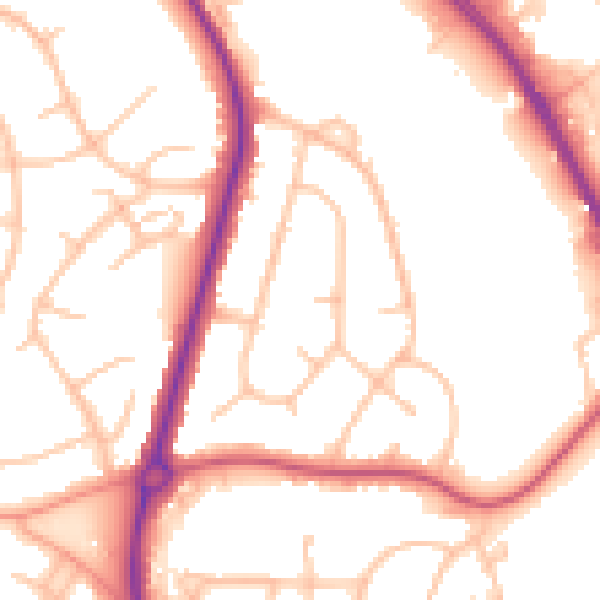 Daytime road noise heatmap for ST5 3AZ
