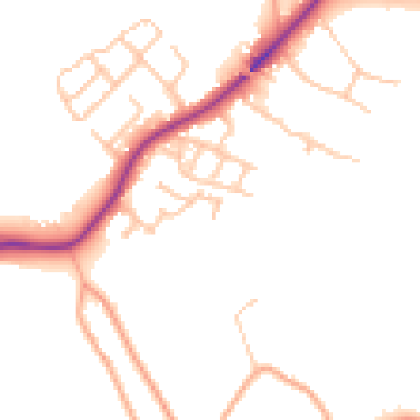 Daytime road noise heatmap for ST5 5LW