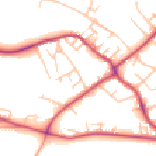 Daytime road noise heatmap for ST5 6JD