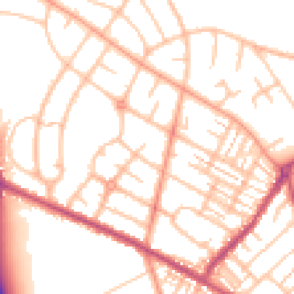 Daytime road noise heatmap for ST5 8EN