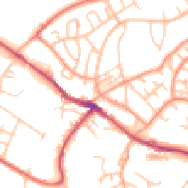 Daytime road noise heatmap for ST7 1HW