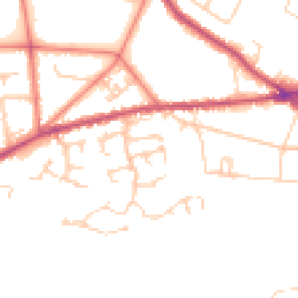 Daytime road noise heatmap for ST7 2XE