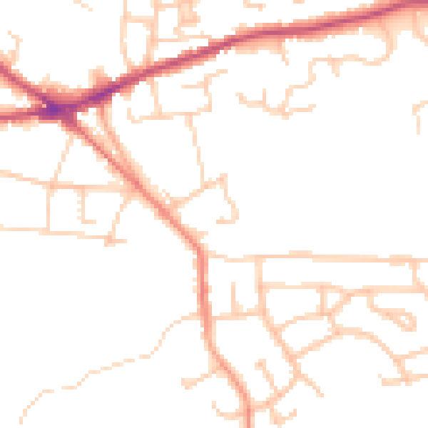 Daytime road noise heatmap for ST7 2XW