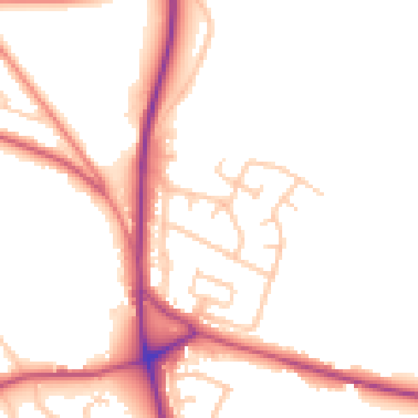 Daytime road noise heatmap for ST7 3EJ