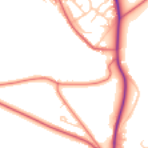 Daytime road noise heatmap for ST7 3QX