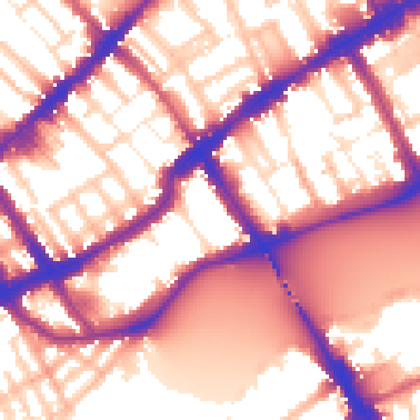 Daytime road noise heatmap for SW10 0BZ
