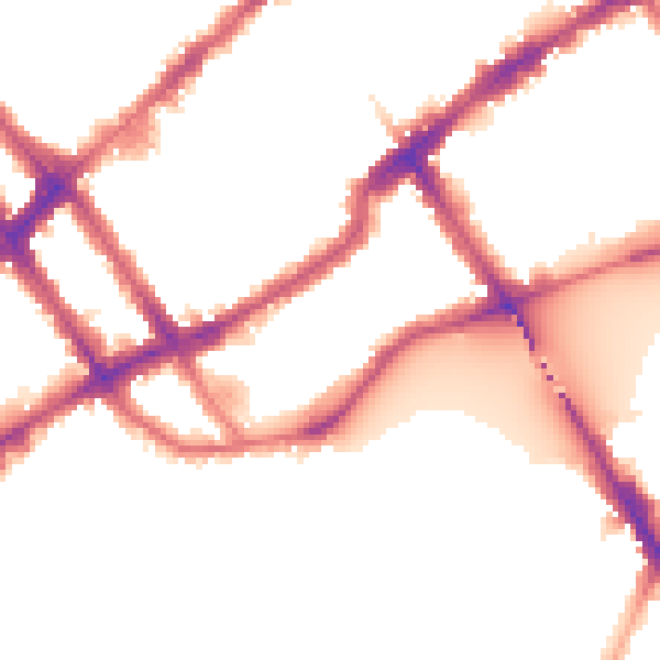 Night-time road noise heatmap for SW10 0DT