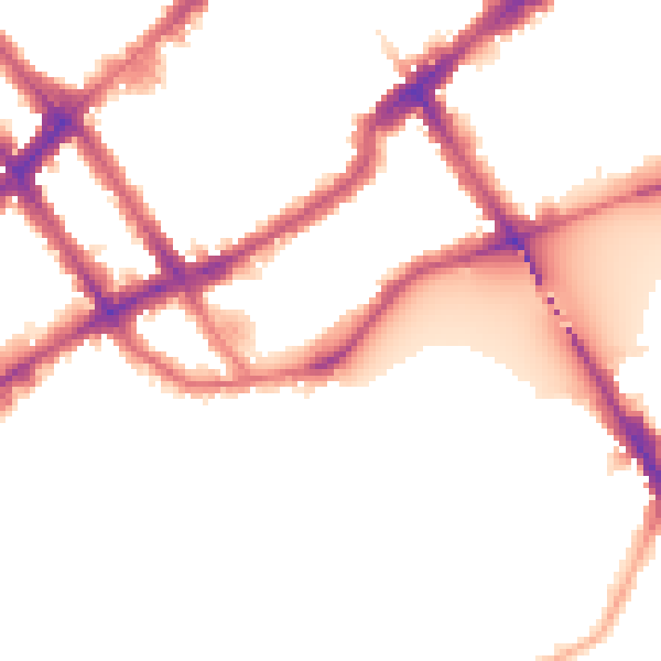 Night-time road noise heatmap for SW10 0EW