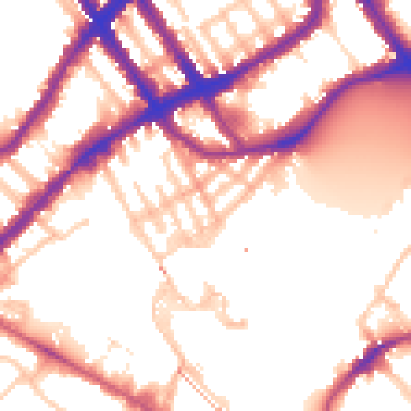 Daytime road noise heatmap for SW10 0PZ