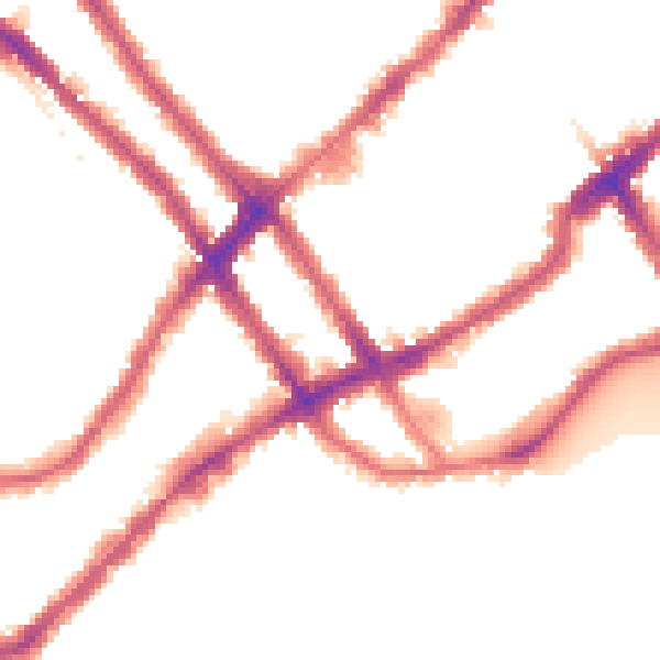 Night-time road noise heatmap for SW10 0TQ