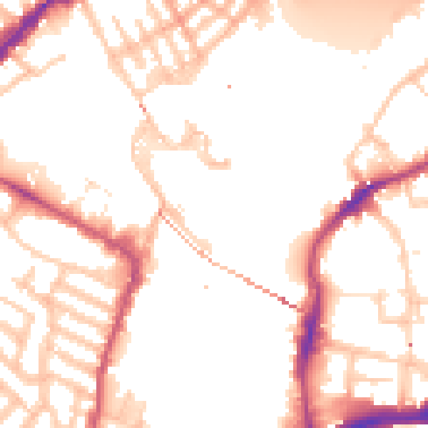 Daytime road noise heatmap for SW10 0XA