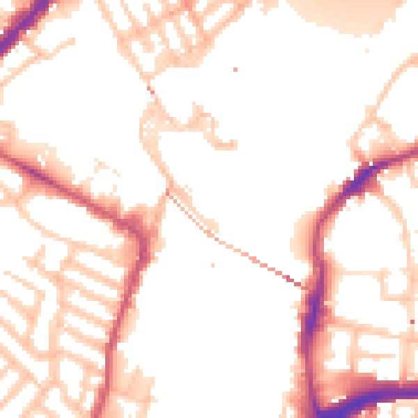 Daytime road noise heatmap for SW10 0XB