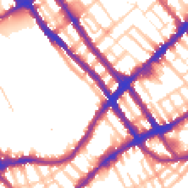 Daytime road noise heatmap for SW10 9AA