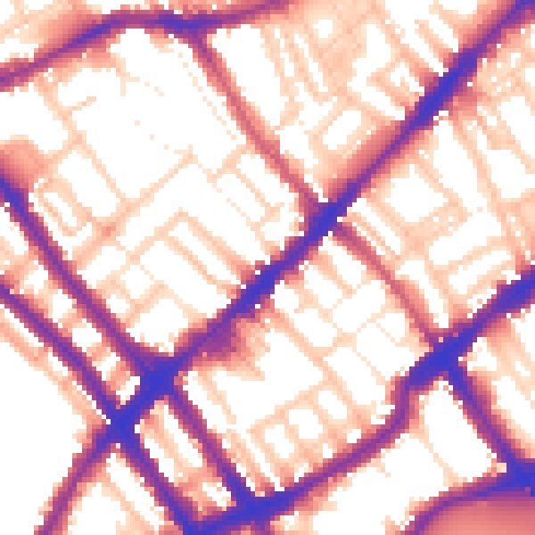 Daytime road noise heatmap for SW10 9PN