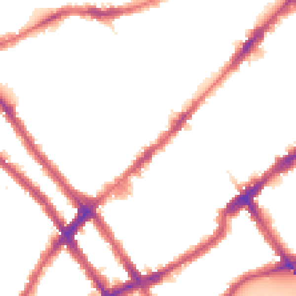 Night-time road noise heatmap for SW10 9PN
