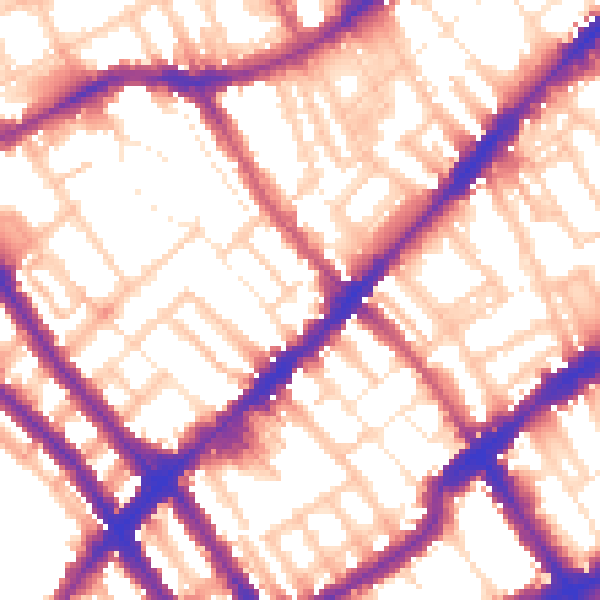 Daytime road noise heatmap for SW10 9SN