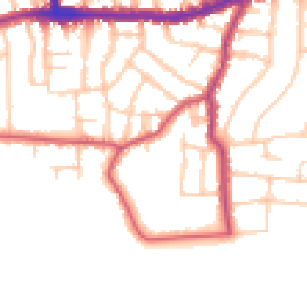 Daytime road noise heatmap for SW14 7AG